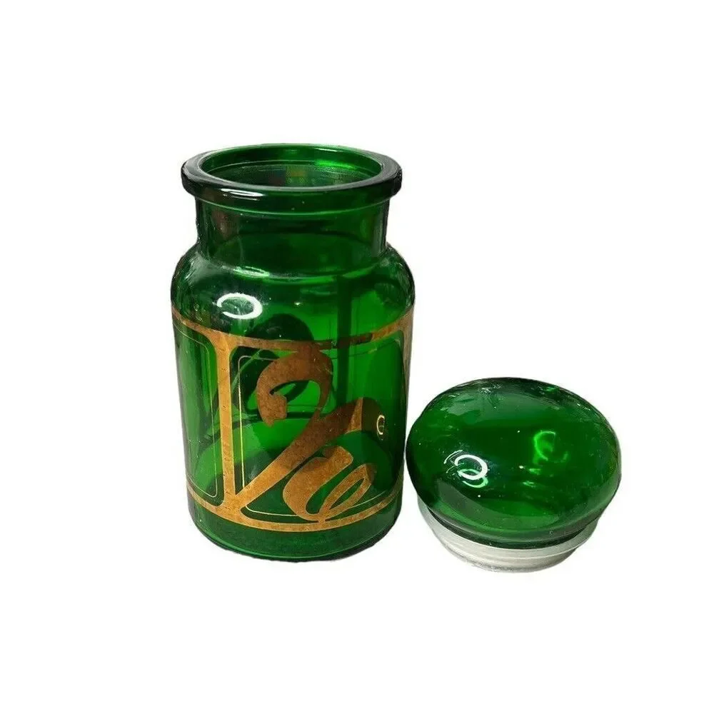 Belgian Green Glass Apothecary Jar w/ Bubble Stopper. Vintage. - Picture 4 of 6